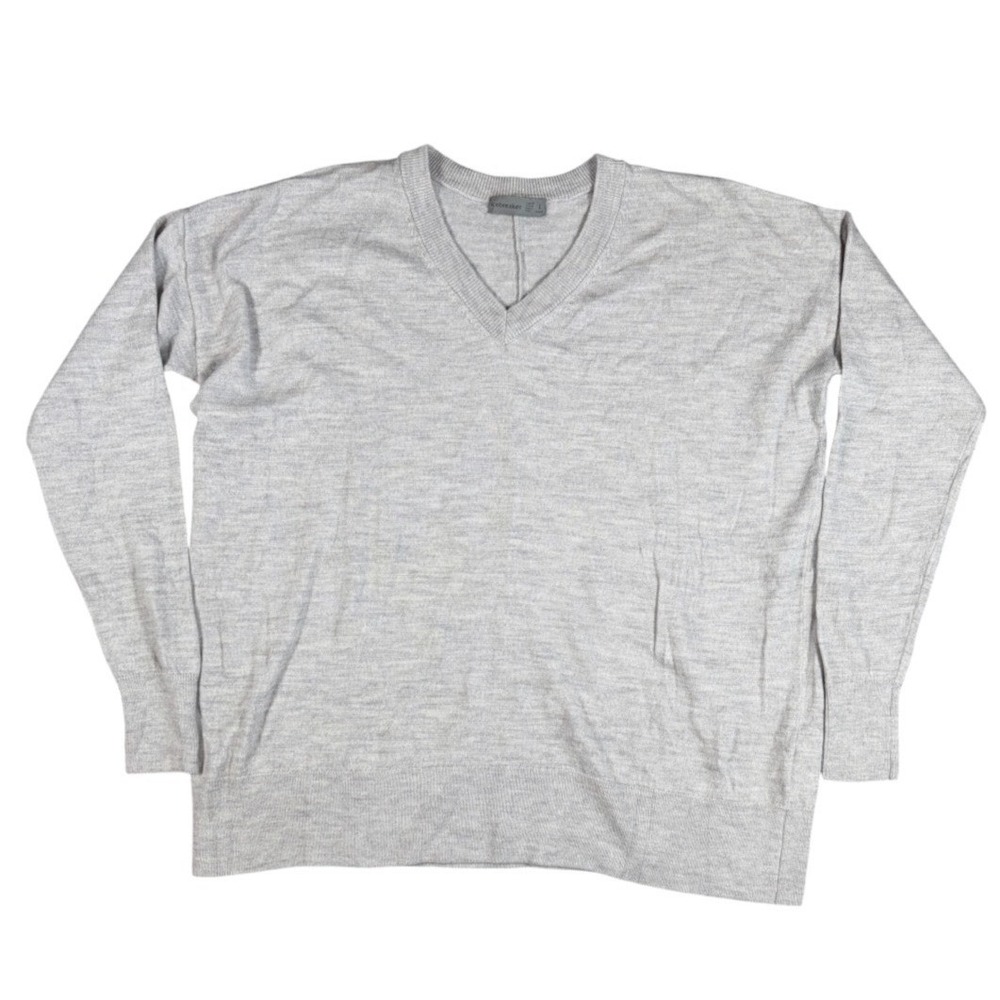 Icebreaker Merino Sweater Womens Sz L Gray Wool Pullover Knit V Neck Comfy